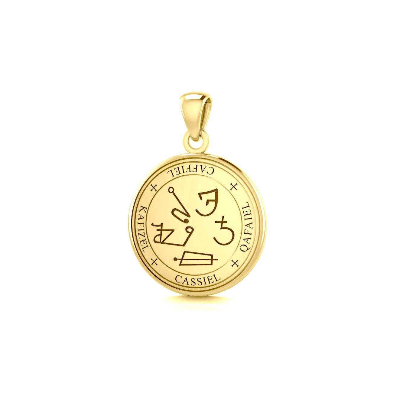 Sigil of the Archangel Cassiel Solid Gold Small Pendant GPD4584 - Jewelry