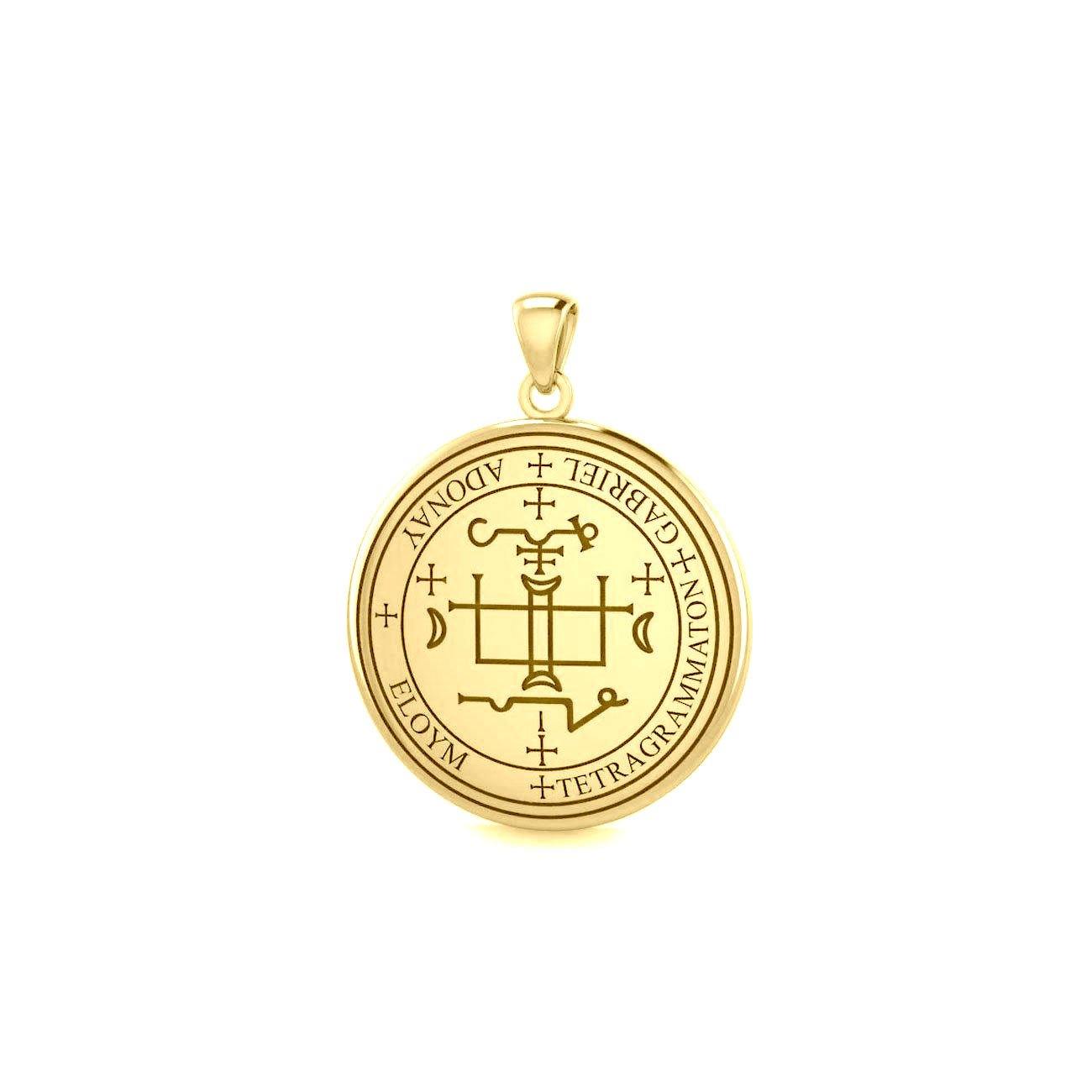Sigil of the Archangel Gabriel Small Solid Gold Pendant GPD4783 - Jewelry