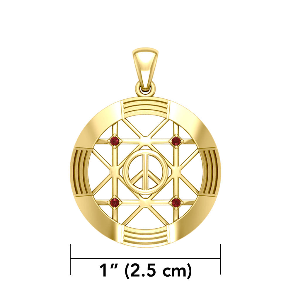 Peace Centralization Solid Gold Pendant with Gemstones GPD5143