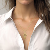 Celtic Cross and Irish Claddagh Yellow Gold Pendant with Heart Gemstone GPD5340