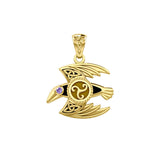 Behind the Mystery of the Mythical Raven 14K Yellow Gold Pendant with Gemstone GPD5381