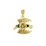 Behind the Mystery of the Mythical Raven 14K Yellow Gold Pendant with Gemstone GPD5381