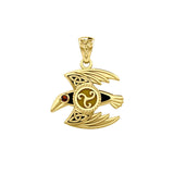 Behind the Mystery of the Mythical Raven 14K Yellow Gold Pendant with Gemstone GPD5381