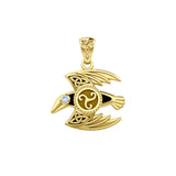 Behind the Mystery of the Mythical Raven 14K Yellow Gold Pendant with Gemstone GPD5381