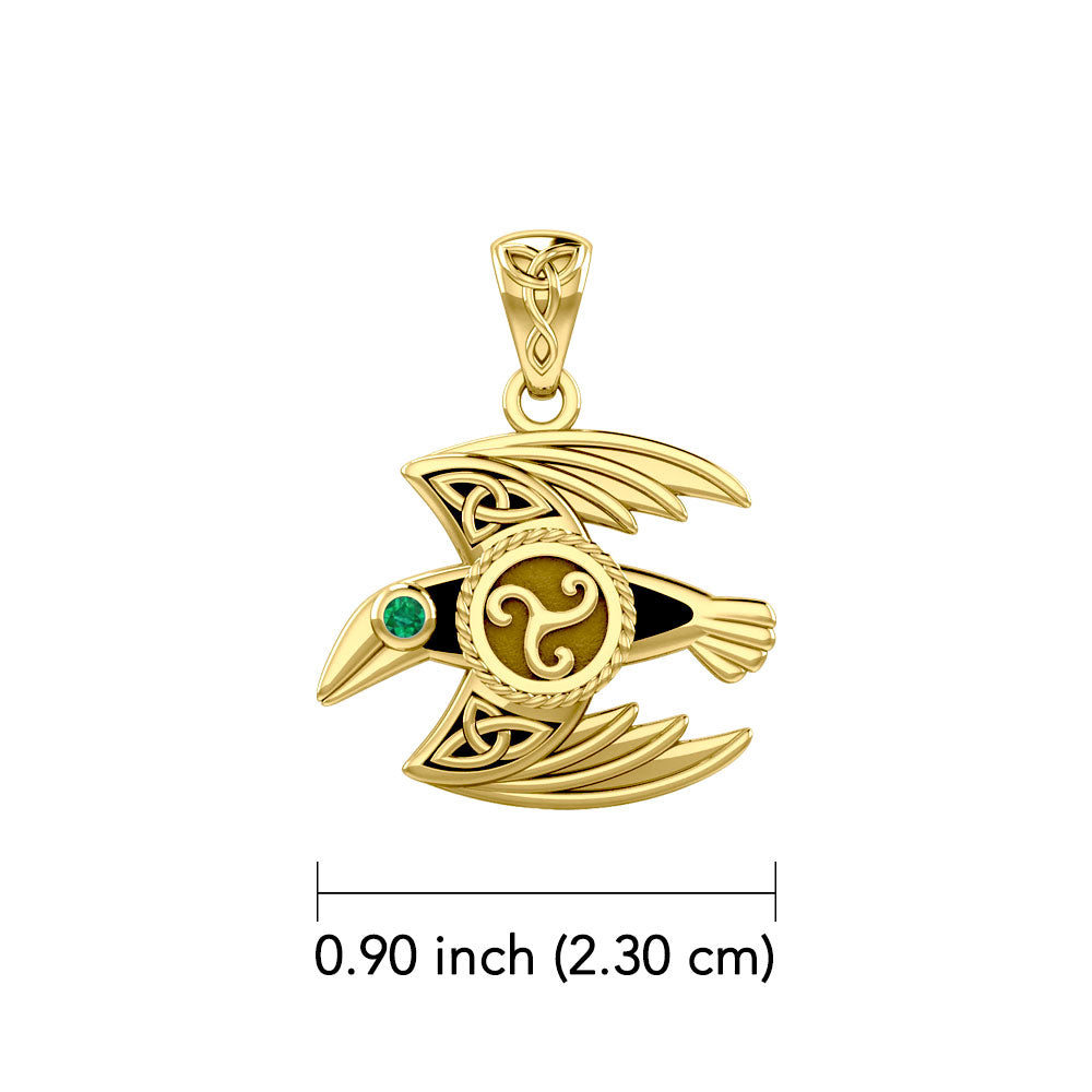Behind the Mystery of the Mythical Raven 14K Yellow Gold Pendant with Gemstone GPD5381