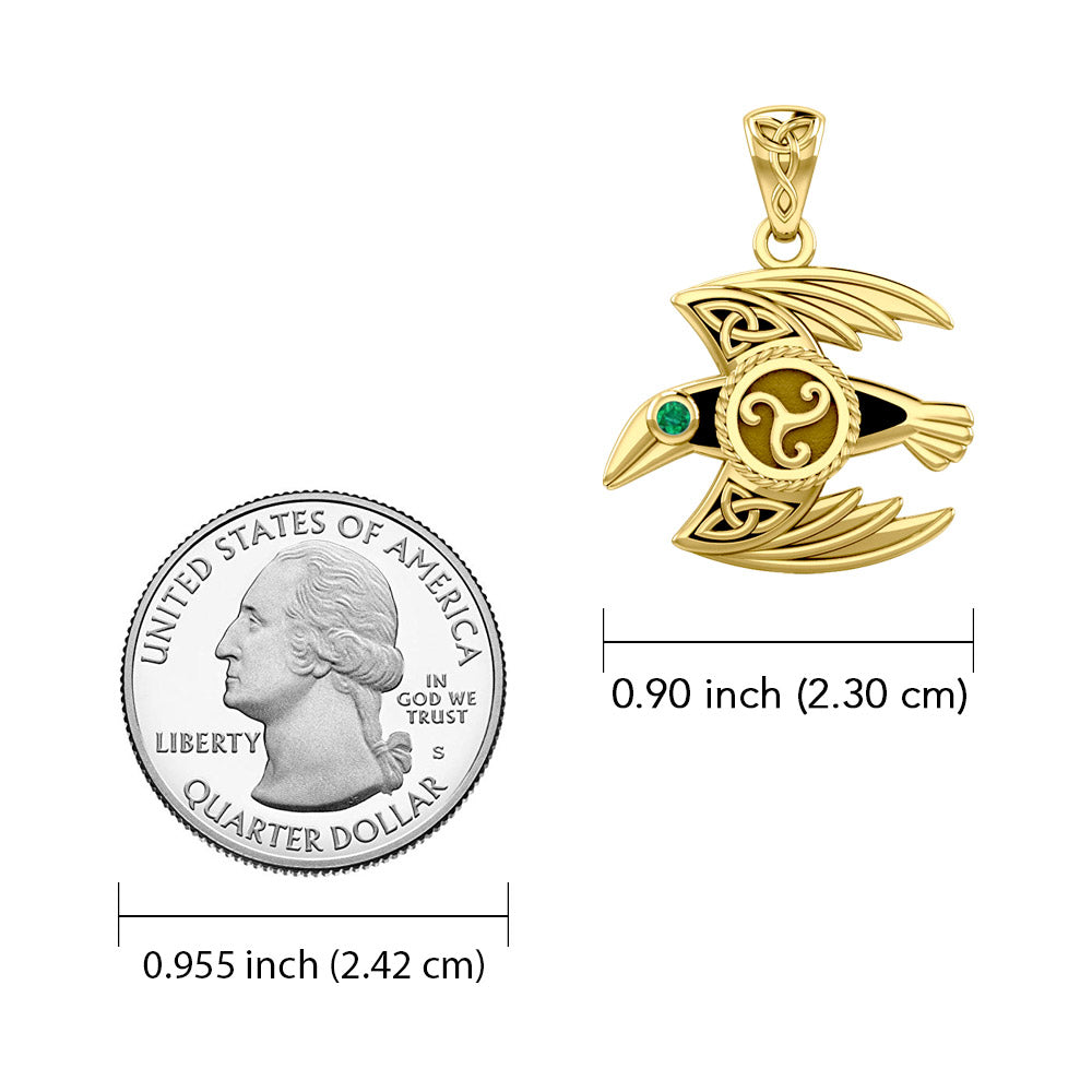 Behind the Mystery of the Mythical Raven 14K Yellow Gold Pendant with Gemstone GPD5381