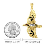 Mythical Raven 14K Yellow Gold Pendant with Gemstone GPD5382
