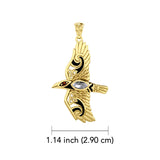 Mythical Raven 14K Yellow Gold Pendant with Gemstone GPD5382