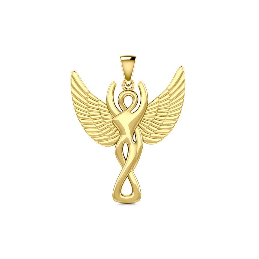 Solid Gold Winged Goddess Pendant GPD5470