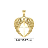 Feel the Tranquil in Angels Wings Solid Gold Pendant with Cross GPD5481