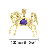 Celtic Running Horse 14K Yellow Gold Pendant with Gem GPD5730