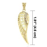 Celtic Angel Wings with Rune Symbols Solid Gold Pendant GPD5736