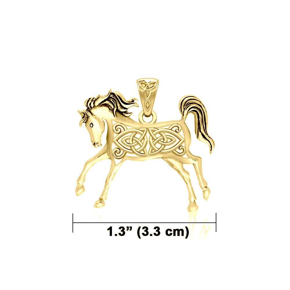 Celtic Running Horse 14K Gold Pendant GPD5738