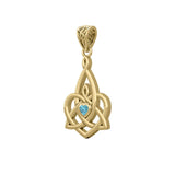 Celtic Motherhood Triquetra or Trinity Heart 14K Yellow Gold Pendant With Gem GPD5784
