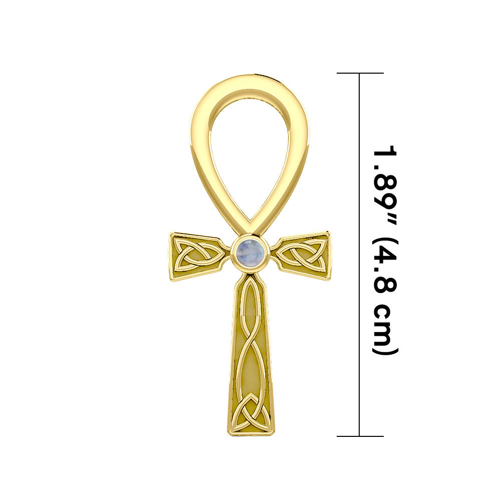 Celtic Ankh 14 K Solid Gold Pendant with Gem GPD5812
