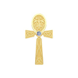 Celtic Ankh Tree of Life 14 K Solid Gold Pendant with Gem GPD5813