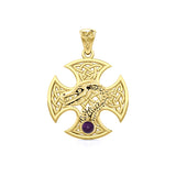 Dragon with Celtic Cross Solid Gold Pendant GPD5818
