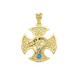 Dragon with Celtic Cross Solid Gold Pendant GPD5818