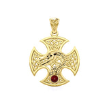 Dragon with Celtic Cross Solid Gold Pendant GPD5818