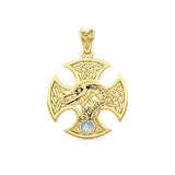 Dragon with Celtic Cross Solid Gold Pendant GPD5818