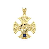 Dragon with Celtic Cross Solid Gold Pendant GPD5818
