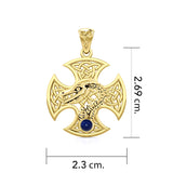Dragon with Celtic Cross Solid Gold Pendant GPD5818