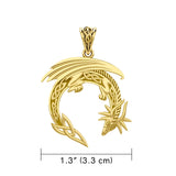 Dragon with Celtic 14K Solid Gold Pendant GPD5849