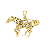 Celtic Running Horse 14 K Solid Gold Pendant GPD5861