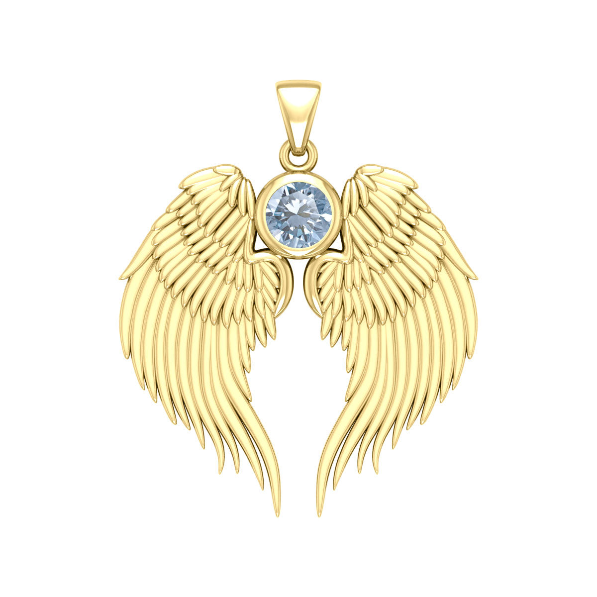 Guardian Angel Wings Solid Gold Pendant with Birthstone GPD5866