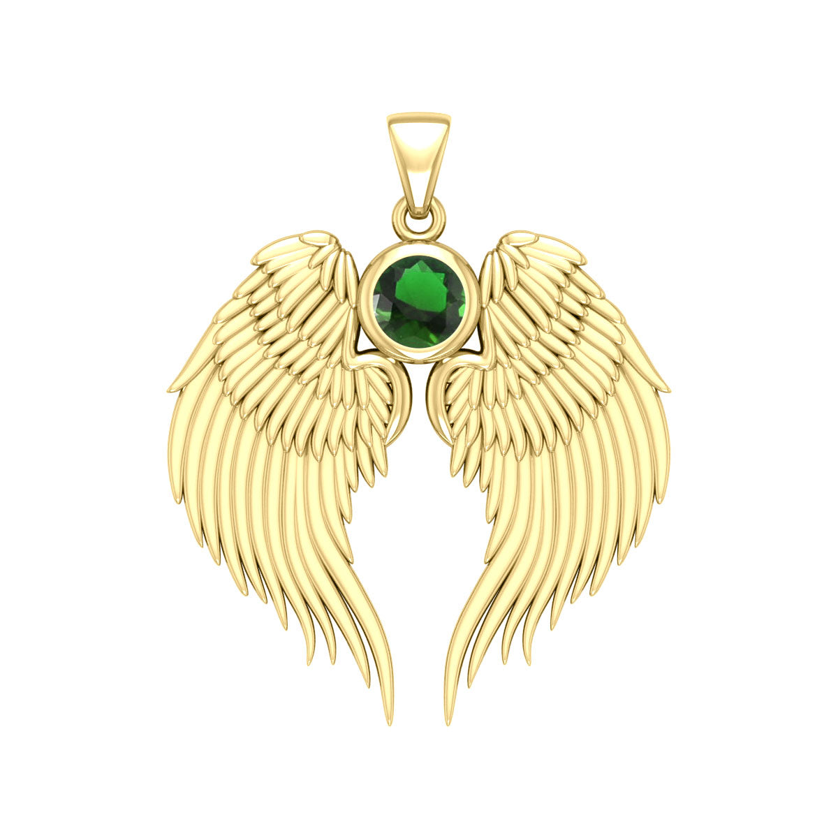 Guardian Angel Wings Solid Gold Pendant with Birthstone GPD5866