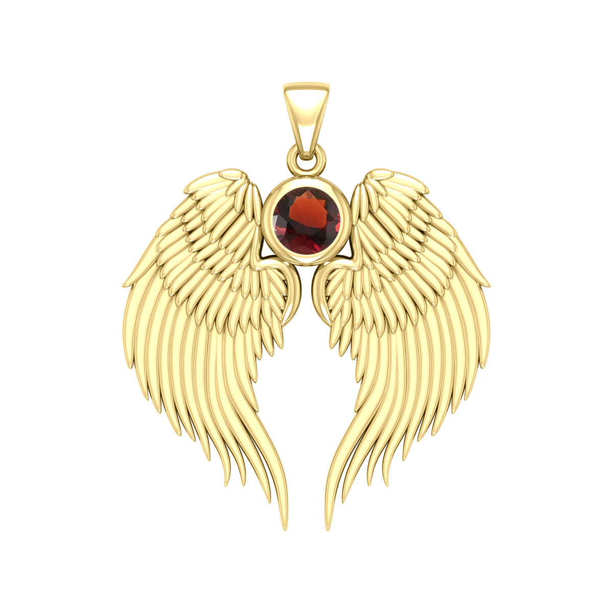 Guardian Angel Wings Solid Gold Pendant with Birthstone GPD5866