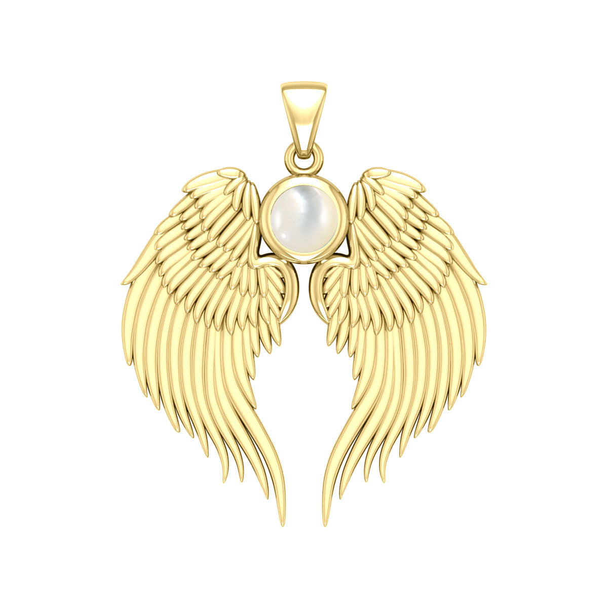 Guardian Angel Wings Solid Gold Pendant with Birthstone GPD5866