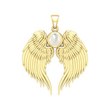 Guardian Angel Wings Solid Gold Pendant with Birthstone GPD5866