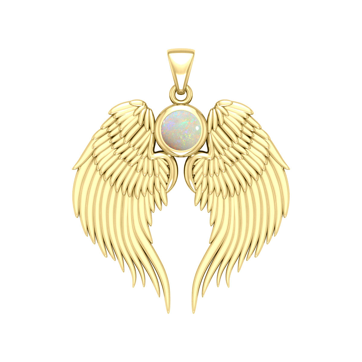 Guardian Angel Wings Solid Gold Pendant with Birthstone GPD5866