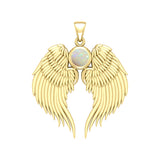 Guardian Angel Wings Solid Gold Pendant with Birthstone GPD5866