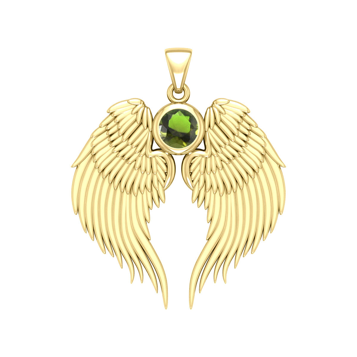 Guardian Angel Wings Solid Gold Pendant with Birthstone GPD5866