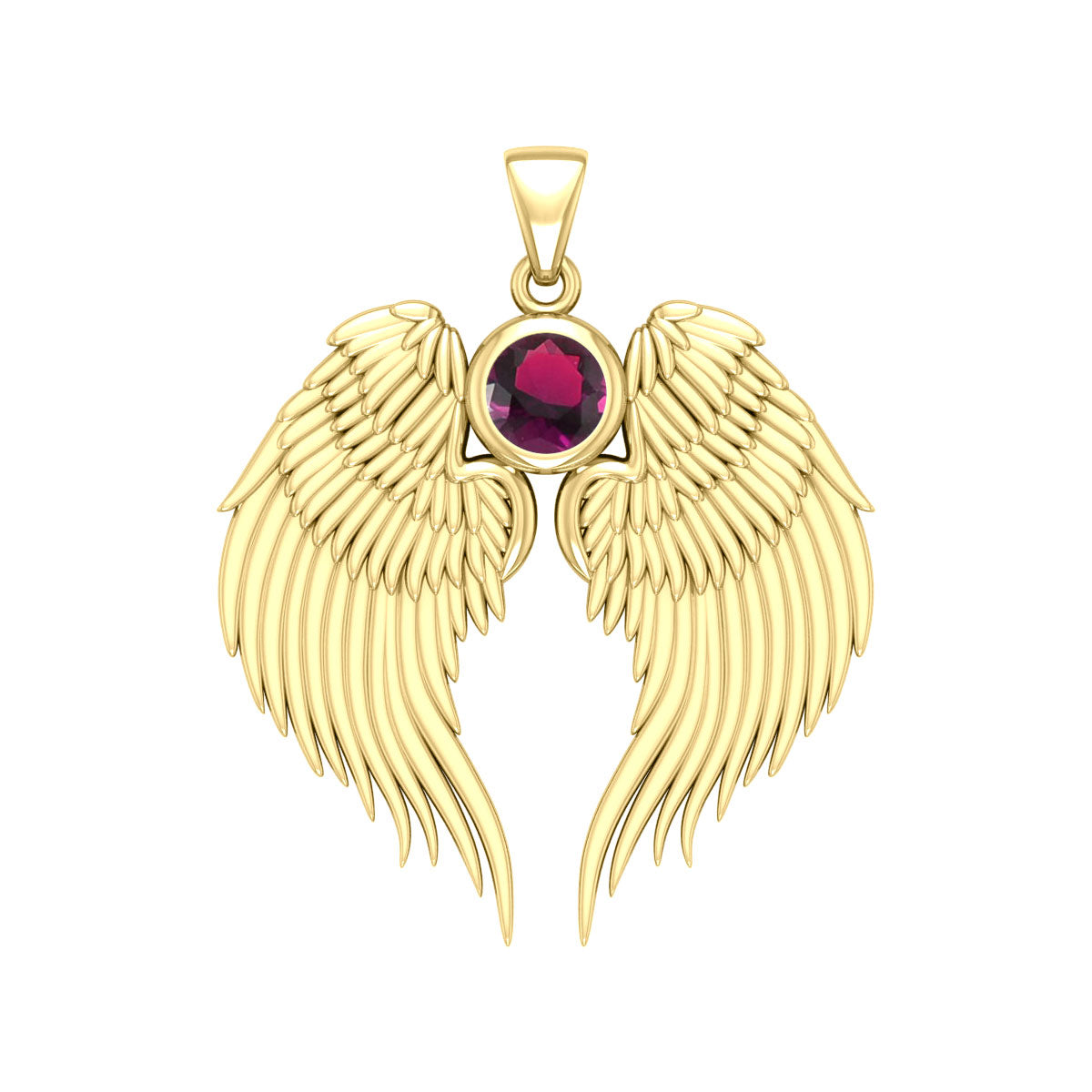 Guardian Angel Wings Solid Gold Pendant with Birthstone GPD5866