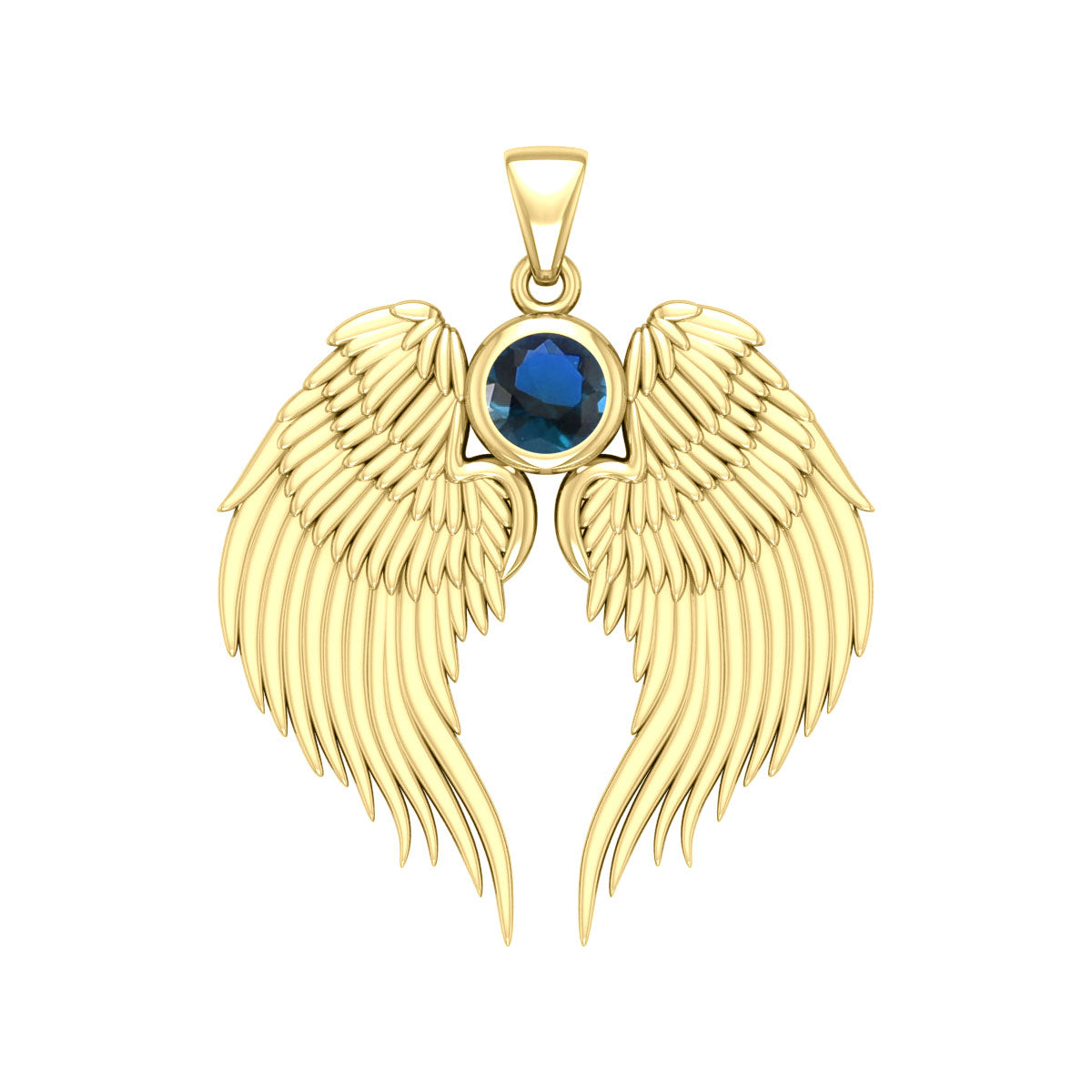 Guardian Angel Wings Solid Gold Pendant with Birthstone GPD5866