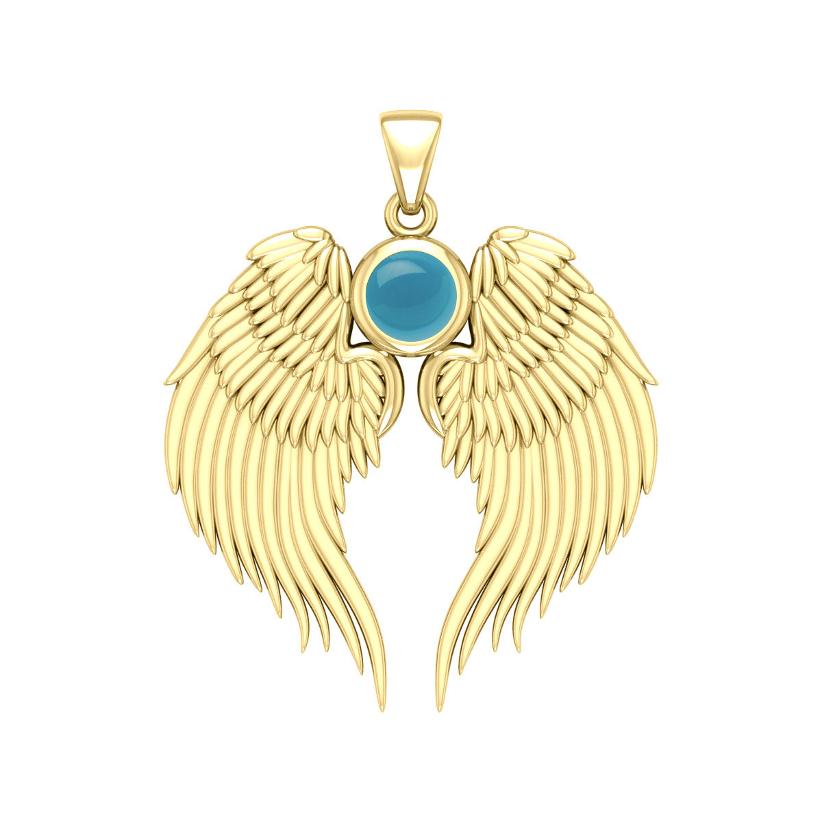 Guardian Angel Wings Solid Gold Pendant with Birthstone GPD5866