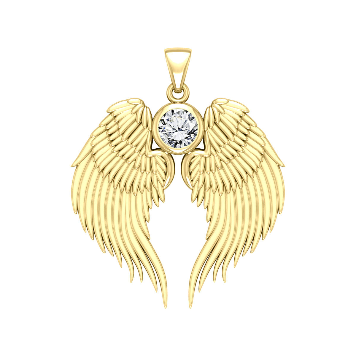 Guardian Angel Wings Solid Gold Pendant with Birthstone GPD5866