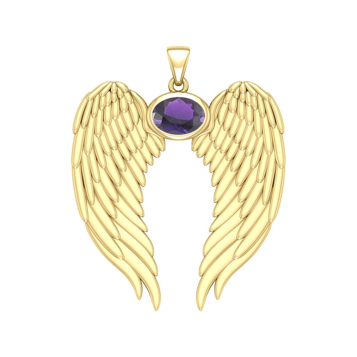 Guardian Angel Wings Solid Gold Pendant with Birthstone GPD5868