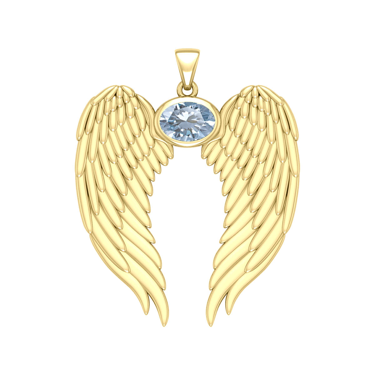 Guardian Angel Wings Solid Gold Pendant with Birthstone GPD5868