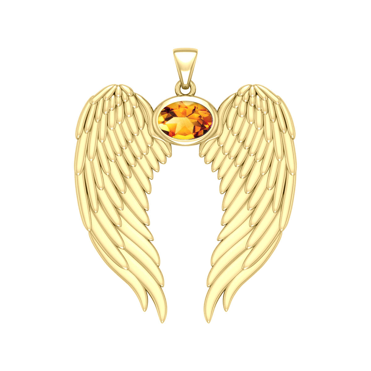 Guardian Angel Wings Solid Gold Pendant with Birthstone GPD5868