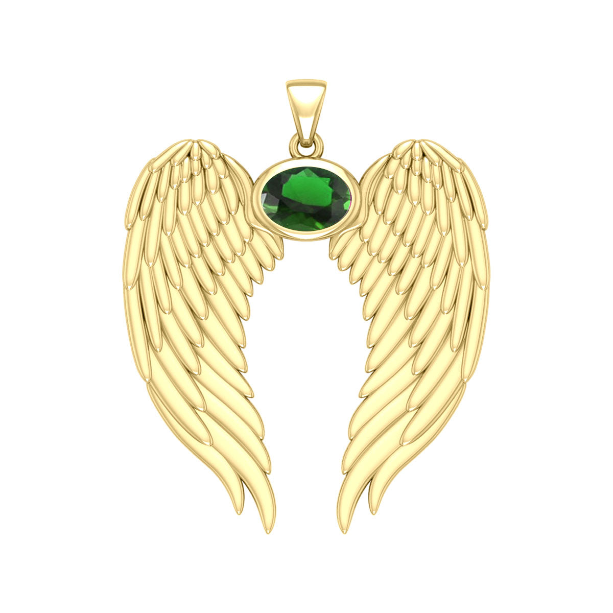 Guardian Angel Wings Solid Gold Pendant with Birthstone GPD5868