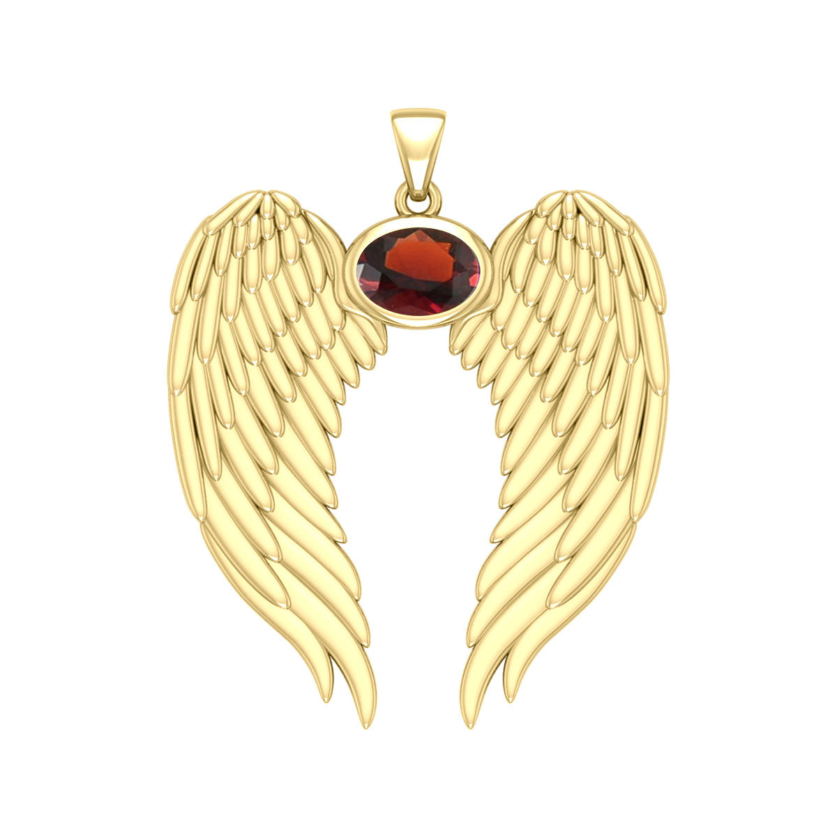 Guardian Angel Wings Solid Gold Pendant with Birthstone GPD5868