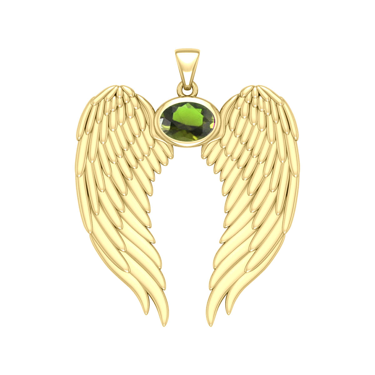 Guardian Angel Wings Solid Gold Pendant with Birthstone GPD5868