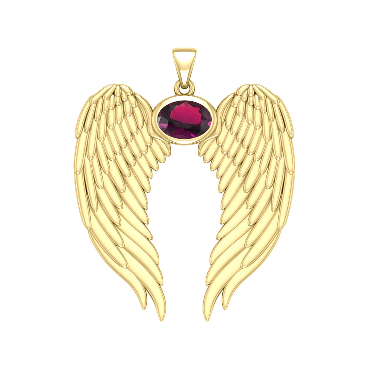 Guardian Angel Wings Solid Gold Pendant with Birthstone GPD5868