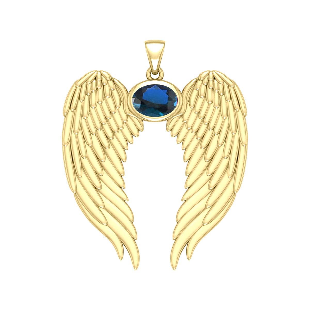 Guardian Angel Wings Solid Gold Pendant with Birthstone GPD5868