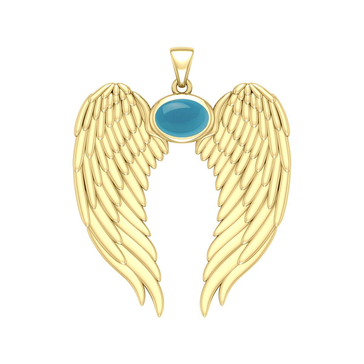 Guardian Angel Wings Solid Gold Pendant with Birthstone GPD5868