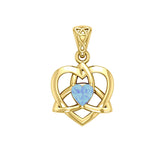 The Small Celtic Trinity Heart 14K Yellow Gold Pendant with Gemstone GPD5913